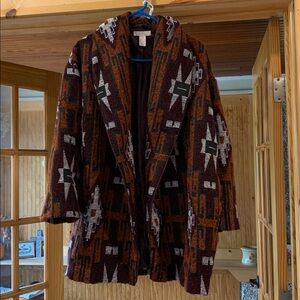 🌈 Women's H&M Aztec Southwestern Geo Terracota Wool Jacket Peacoat Blazer
